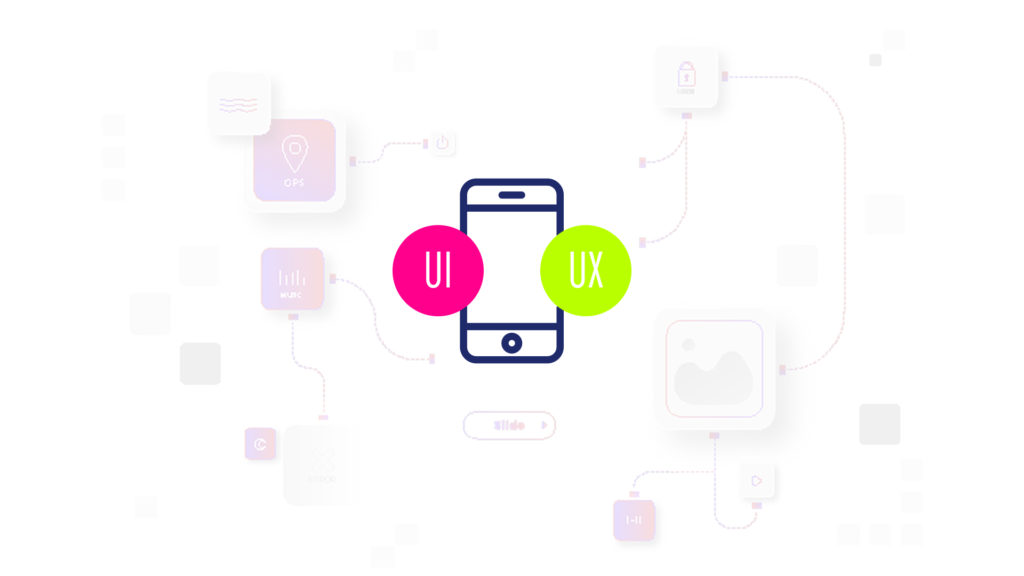schermo smartphone stilizzato con pulsanti e icone che illustrano la facilità di navigazione