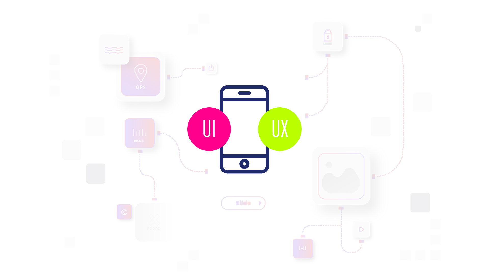 schermo smartphone stilizzato con pulsanti e icone che illustrano la facilità di navigazione